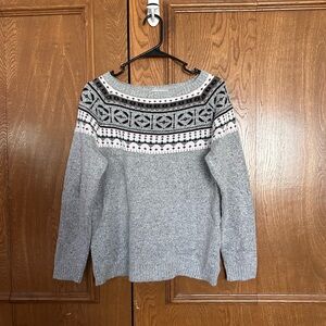 Gray and Black Patterned Sweater